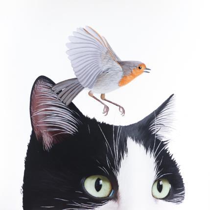 Painting BIRD AND CAT 12 by Milie Lairie | Painting Realism Oil Animals