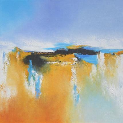 Peinture Balade en bleu par Gaultier Dominique | Tableau Abstrait Huile Minimaliste