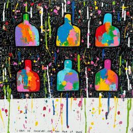 Peinture L'ABUS A DU BON par Mam | Tableau Pop-art Acrylique Icones Pop, Minimaliste, Scènes de vie