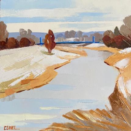 Peinture Le pont bleu par Clavel Pier-Marion | Tableau Impressionnisme Bois, Huile Paysages