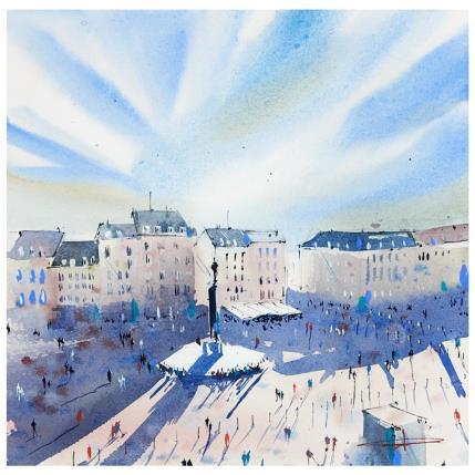 Peinture Entre ombre et lumière de Lille par Bailly Kévin  | Tableau Figuratif Aquarelle, Encre Architecture, Urbain