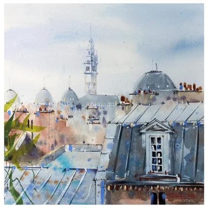 Peinture Les veilles du beffroi par Bailly Kévin  | Tableau Figuratif Aquarelle, Encre Architecture, Urbain