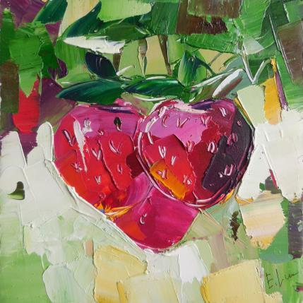Peinture Strawberry season  par Lunetskaya Elena | Tableau Figuratif Huile