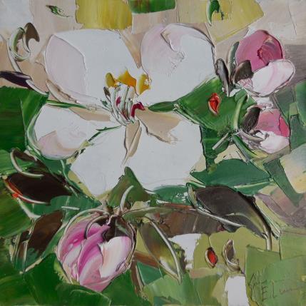 Painting Apple tree branch by Lunetskaya Elena | Painting Figurative Oil