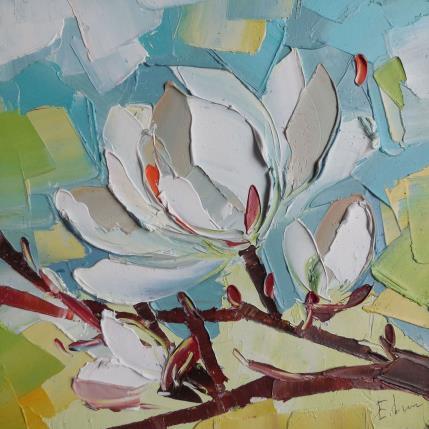 Painting Magnolia by Lunetskaya Elena | Painting Figurative Oil