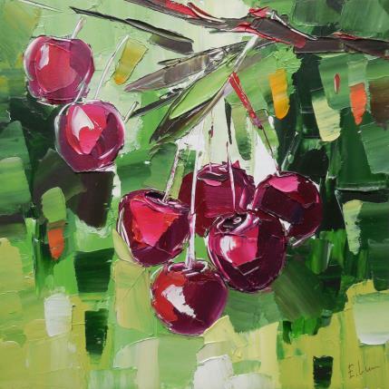Painting Cherry harvest by Lunetskaya Elena | Painting Figurative Cardboard, Oil Pop icons