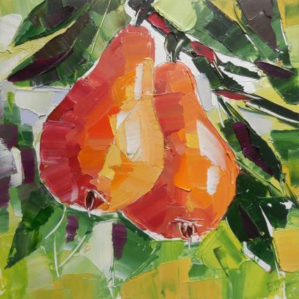 Painting Two pears on a branch by Lunetskaya Elena | Painting Figurative Oil Pop icons