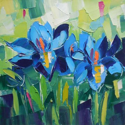 Painting Blue inises by Lunetskaya Elena | Painting Figurative Oil Pop icons