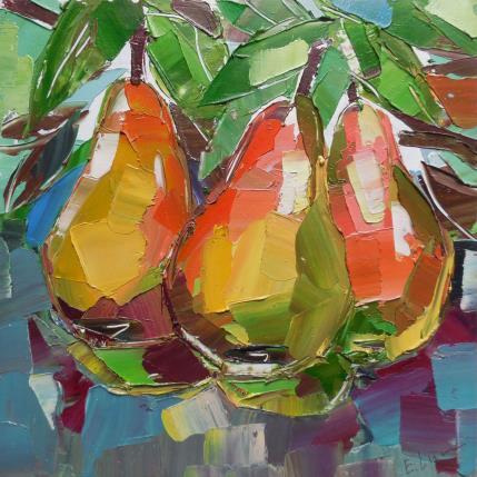Peinture Pears on a branch par Lunetskaya Elena | Tableau Figuratif Huile