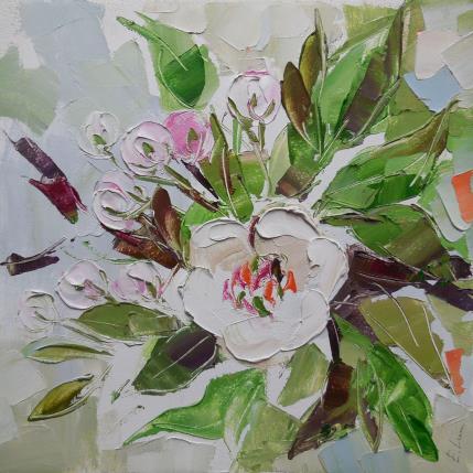 Peinture Apple tree flower par Lunetskaya Elena | Tableau Figuratif Huile