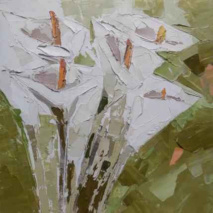 Peinture White calla lily par Lunetskaya Elena | Tableau Figuratif Huile