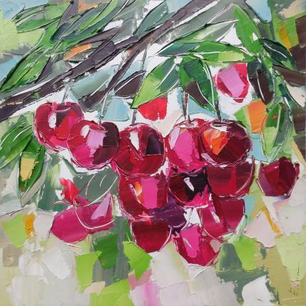 Peinture Cherry branch par Lunetskaya Elena | Tableau Figuratif Huile
