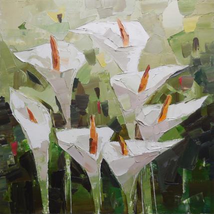 Peinture Lilli flowers par Lunetskaya Elena | Tableau Figuratif Huile