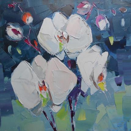 Peinture White orchid par Lunetskaya Elena | Tableau Figuratif Huile