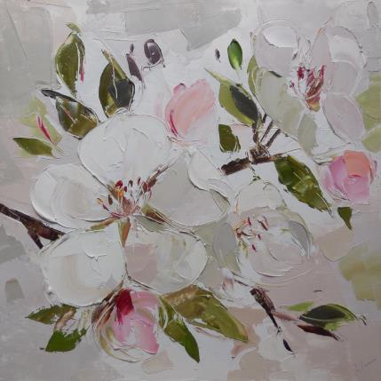 Peinture Apple blossom branch par Lunetskaya Elena | Tableau Figuratif Huile