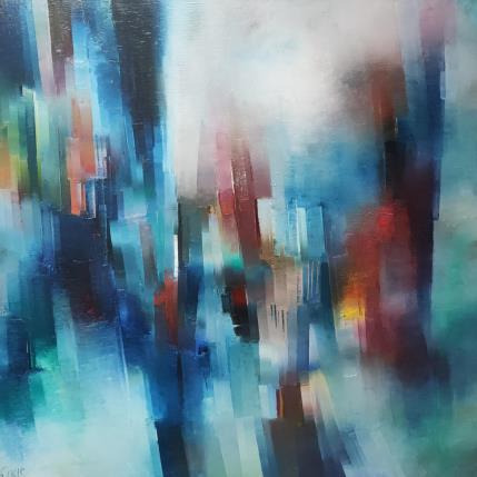 Painting Vitrail bleu by Levesque Emmanuelle | Painting  Oil