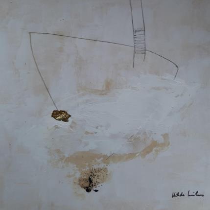 Painting abstract white A 135 by Wilms Hilde | Painting Abstract Acrylic, Gluing, Gold leaf