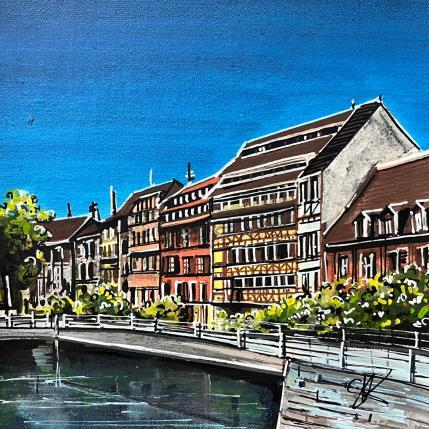 Peinture Immeuble Strasbourgeois et la passerelle des anciennes glacières par Touras Sophie-Kim  | Tableau Réalisme Acrylique Architecture, Paysages, Urbain