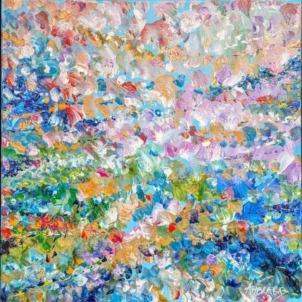 Peinture Pétales sur fond bleu par Amblard Florence | Tableau Impressionnisme Acrylique Nature, Paysages