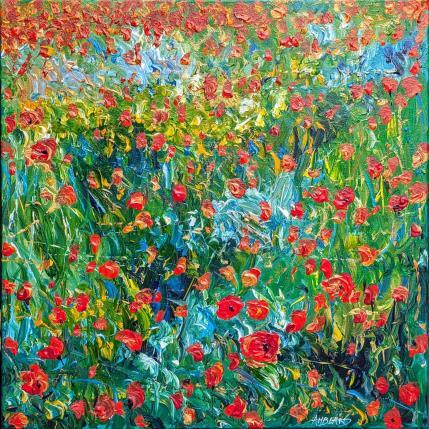 Peinture Coquelicots dans le pré par Amblard Florence | Tableau Impressionnisme Acrylique Nature, Paysages