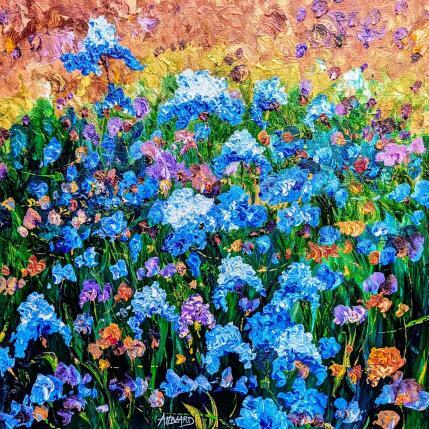 Peinture Iris bleus par Amblard Florence | Tableau Impressionnisme Acrylique Nature, Paysages