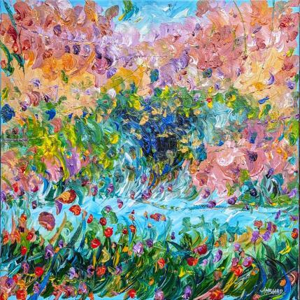 Peinture Jardin de fleurs par Amblard Florence | Tableau Impressionnisme Acrylique Nature, Paysages