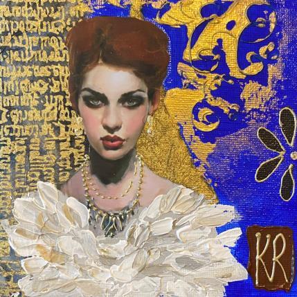 Painting Lise by Romanelli Karine | Painting Figurative Acrylic, Gluing, Paper, Pastel Portrait