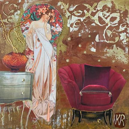 Peinture Boudoir rouge  par Romanelli Karine | Tableau Figuratif Acrylique, Collage, Papier, Pastel, Posca Scènes de vie