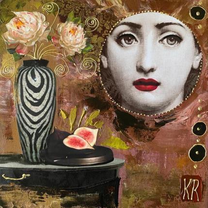 Peinture Le goût de tes lèvres  par Romanelli Karine | Tableau Figuratif Acrylique, Collage, Papier, Pastel, Posca Portraits