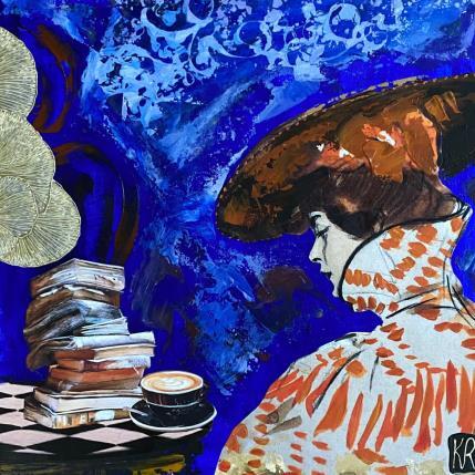 Painting Ton côté sombre  by Romanelli Karine | Painting Figurative Acrylic, Gluing, Paper, Pastel, Posca Life style