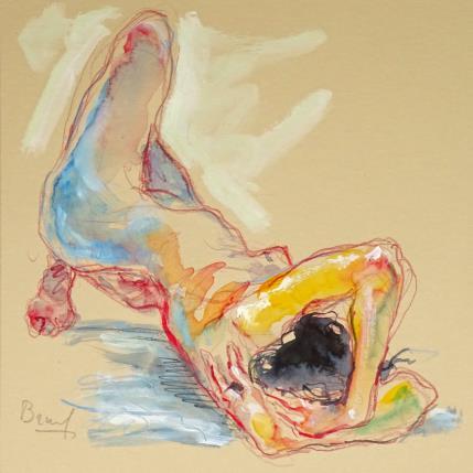Peinture Genna couchée par Brunel Sébastien | Tableau Figuratif Aquarelle Nu