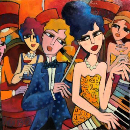 Peinture Violoniste et pianiste  par Fauve | Tableau Figuratif Acrylique, Bois, Huile Musique, Scènes de vie