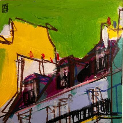 Peinture Paris nature par Anicet Olivier | Tableau Figuratif Acrylique, Pastel Architecture, Urbain