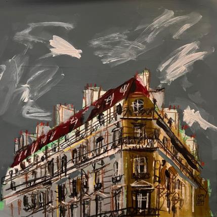 Peinture L'hiver sonne à notre façade  par Anicet Olivier | Tableau Figuratif Acrylique, Pastel Architecture, Urbain