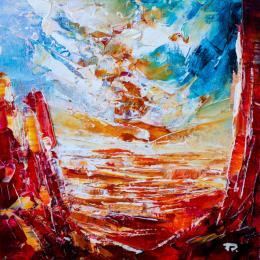 Painting Arizona sunset 1 by Reymond Pierre | Painting Figurative Oil Landscapes, Nature, Pop icons