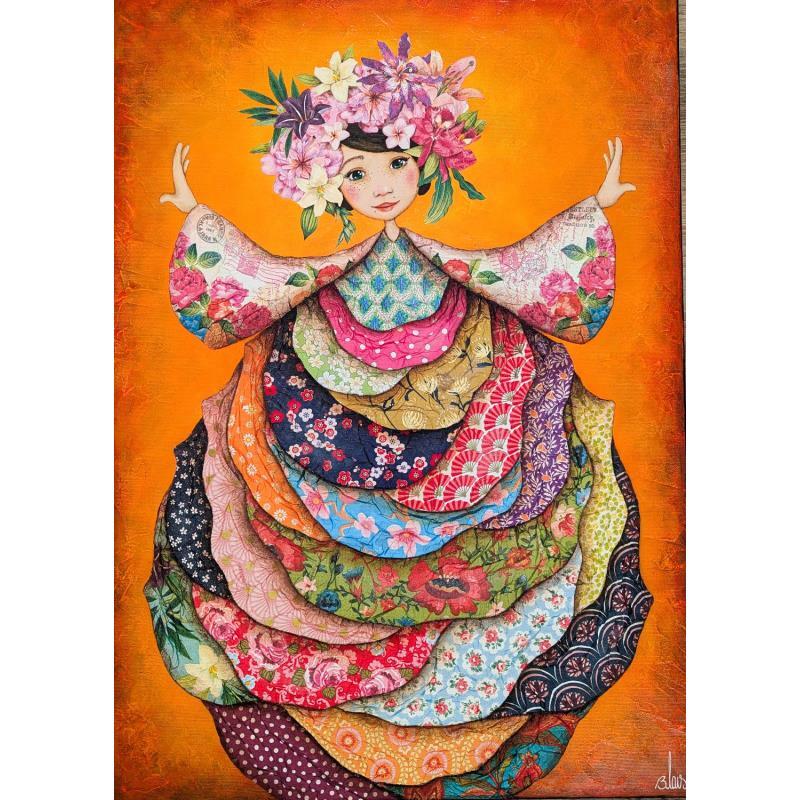 Peinture Anouk par Blais Delphine | Tableau Art naïf Acrylique, Collage, Encre Portraits