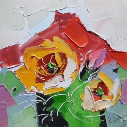 Peinture Desert's blooming par Lunetskaya Elena | Tableau Figuratif Huile Minimaliste, Nature, Paysages