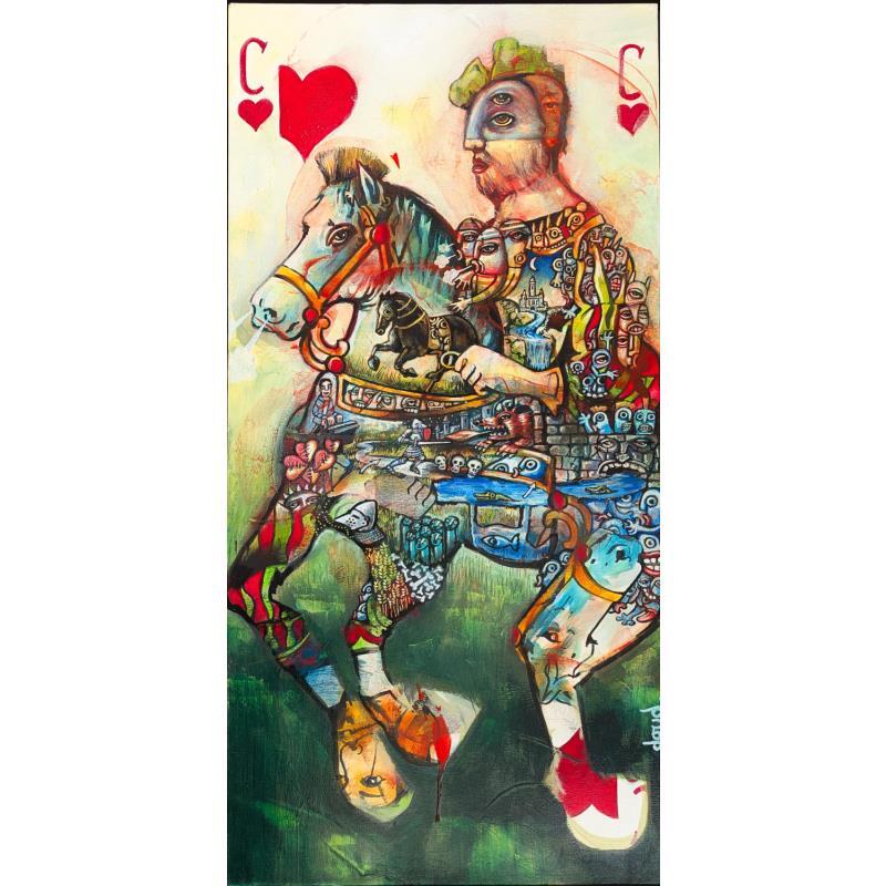 Peinture Cavalier de coeur au cheval knup par Doudoudidon | Tableau Art Singulier Acrylique Portraits, Scènes de vie