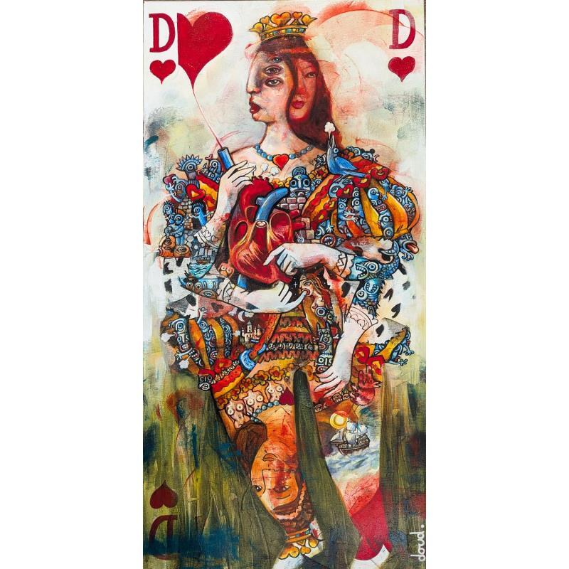 Gemälde Coeur de reine von Doudoudidon | Gemälde Art brut Acryl Alltagsszenen, Gesellschaft, Porträt