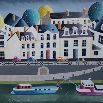 Peinture Angers, les quais par Davy Bouttier Elisabeth | Tableau Art naïf Huile Architecture