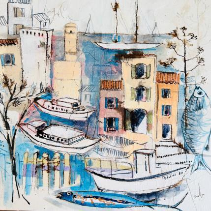 Peinture Marseille BB par Colombo Cécile | Tableau Art naïf Acrylique, Aquarelle, Collage, Encre, Pastel Marine, Paysages, Scènes de vie