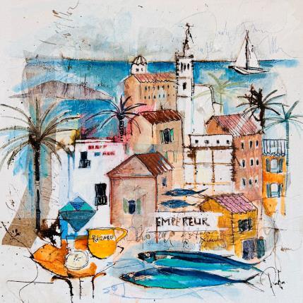 Peinture Empereur Marseille par Colombo Cécile | Tableau Art naïf Acrylique, Aquarelle, Collage, Encre, Pastel Marine, Nature, Paysages