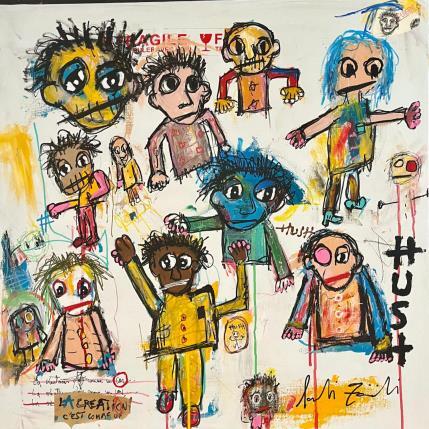 Peinture LA CREATION C'EST COMME UN CRI... par Zaïdi Larbi | Tableau Art Singulier Acrylique, Pastel, Posca Portraits