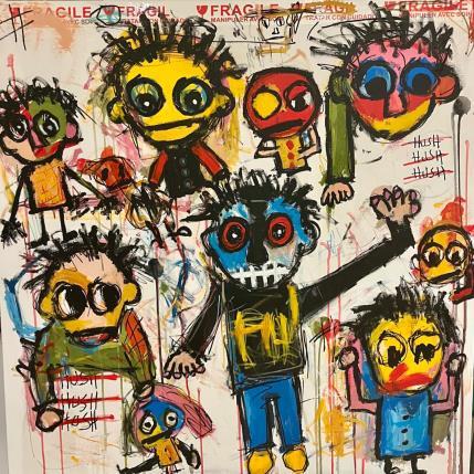 Peinture HUSH 2 par Zaïdi Larbi | Tableau Art Singulier Acrylique, Pastel, Posca Portraits