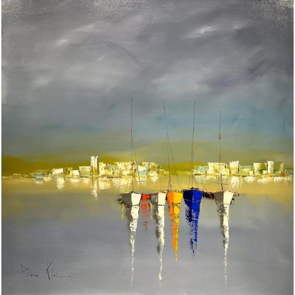 Peinture Barques et chenal par Klein Bruno | Tableau Figuratif Huile Marine