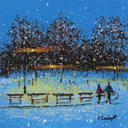 Peinture Romance sur glace par Dessapt Elika | Tableau Impressionnisme Acrylique, Sable