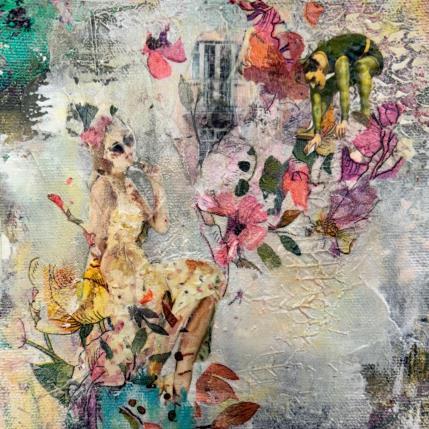 Painting En attente du désir by Bergeron Marie-Josée | Painting Surrealism Acrylic, Gluing, Oil