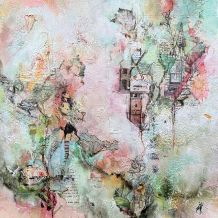 Painting Je veille sur toi by Bergeron Marie-Josée | Painting Surrealism Acrylic, Gluing, Oil