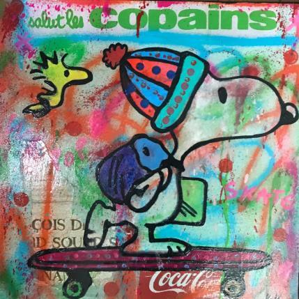 Peinture Snoopy et woodstock skate par Kikayou | Tableau Pop-art Acrylique, Collage, Graffiti Icones Pop