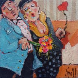 Painting Rendez-vous amoureux by Garilli Nicole | Painting Figurative Acrylic Life style